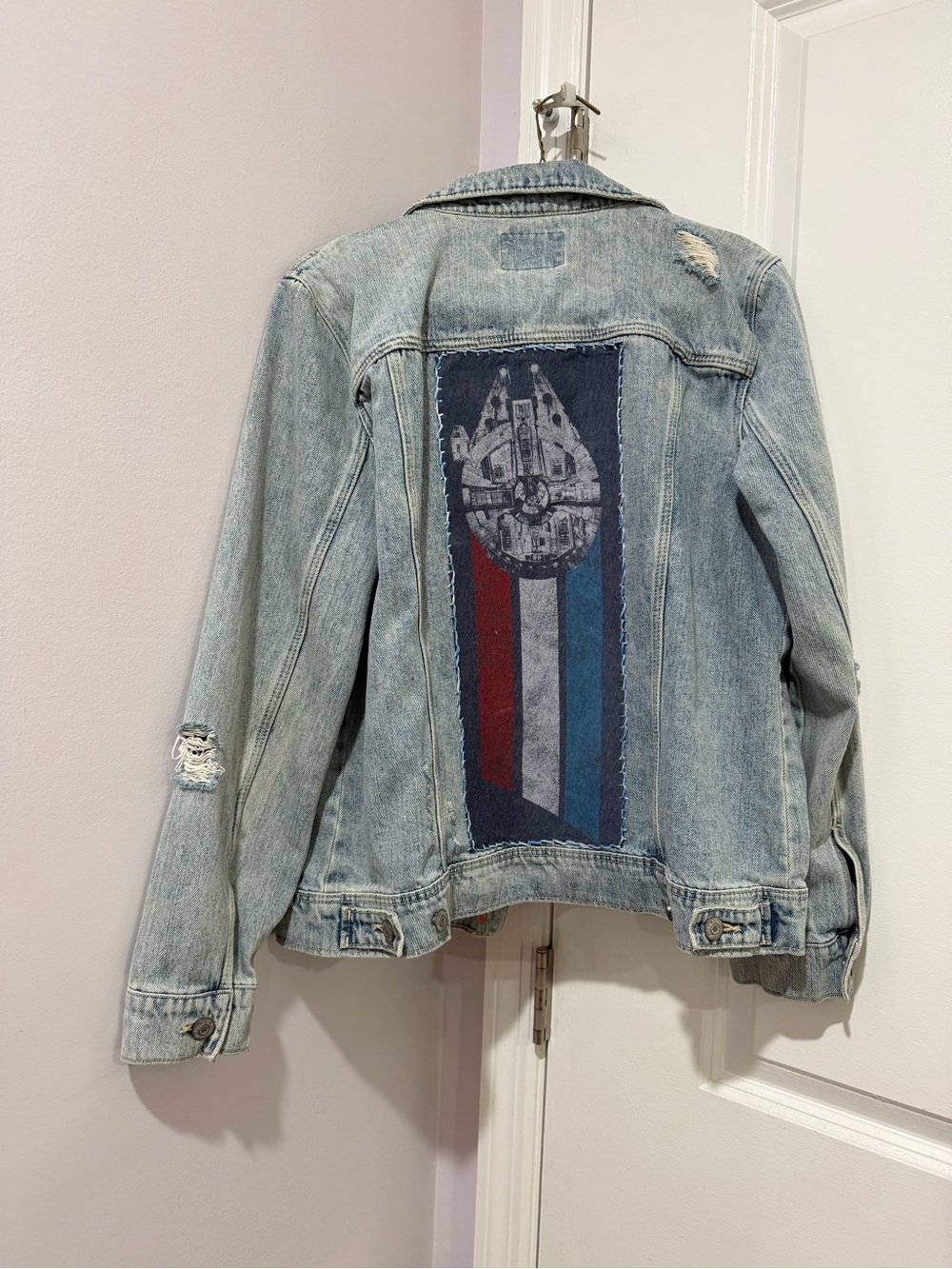 Light Wash Denim Jacket with Millennium Falcon Back Patch